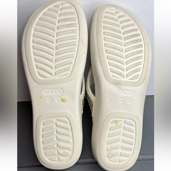 CROCS Monterey Diamanté Sandals Womens Sz 10 206343 White Excellent Condition - Picture 11 of 12